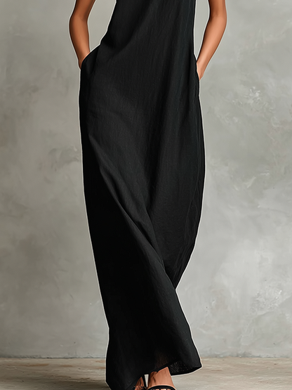 Catherine™ | Robe longue noire minimaliste
