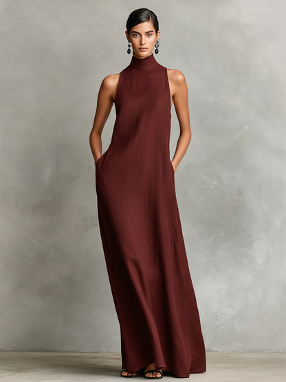 Catherine™ | Robe longue noire minimaliste